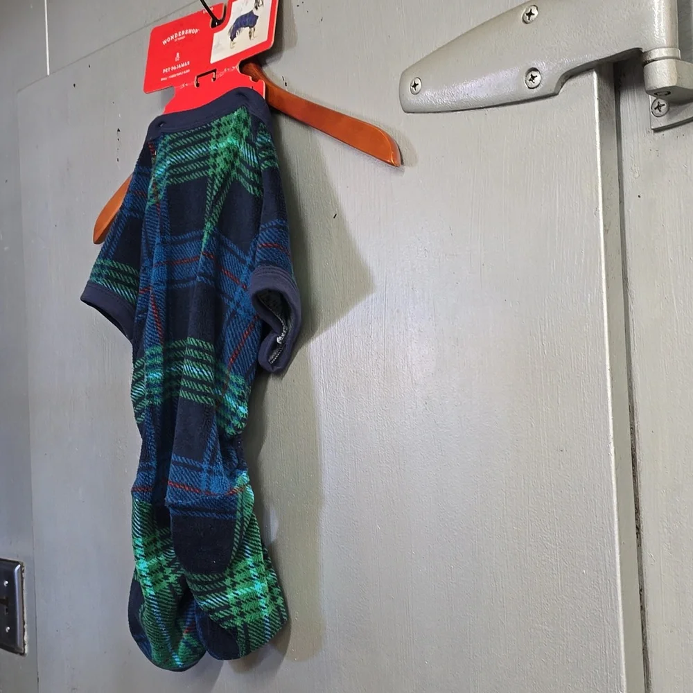 Wondershop Blue‎ and Green Plaid Pet pajamas  Size Small up to 20 pounds NWT